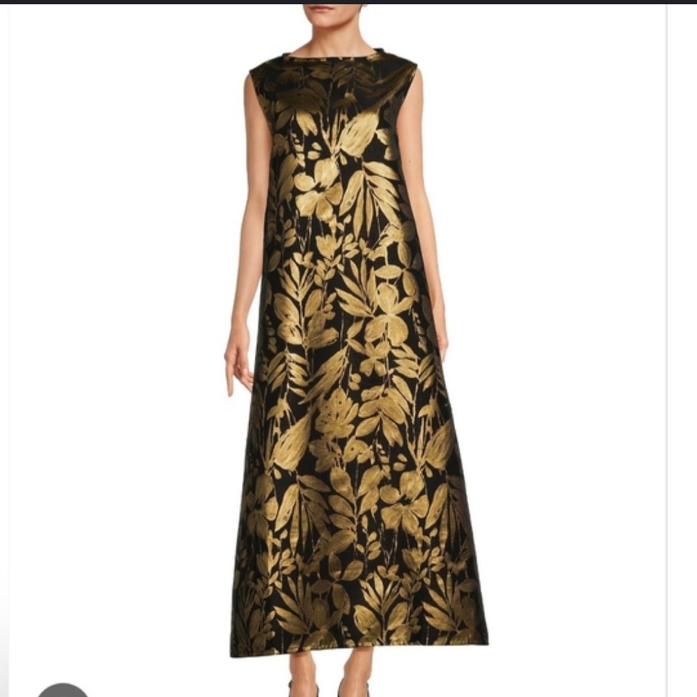 Bryn Walker Twiggy Duchesse Metallic Floral  A-Line Gown